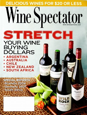 Wine Spectator WR article and front cover NZ label April 09-1